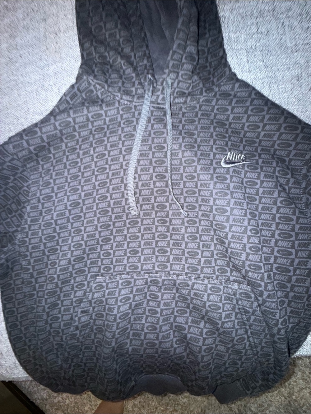 Nike Black & Gray All-Over Logo Pullover Hoodie